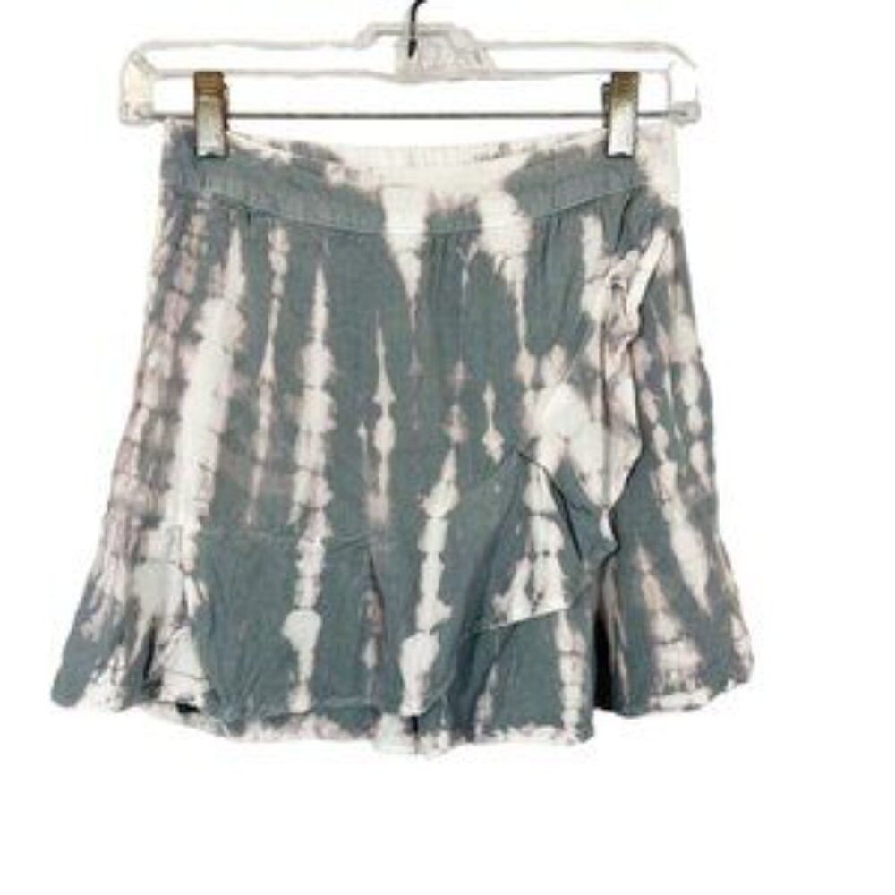 Sim & Sam Gray Tie Dye Ruffle Mini Skirt Pull On Boho Beach - Size Small